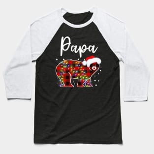 Papa Bear Pajama Red Buffalo Xmas Family Christmas Dad Baseball T-Shirt